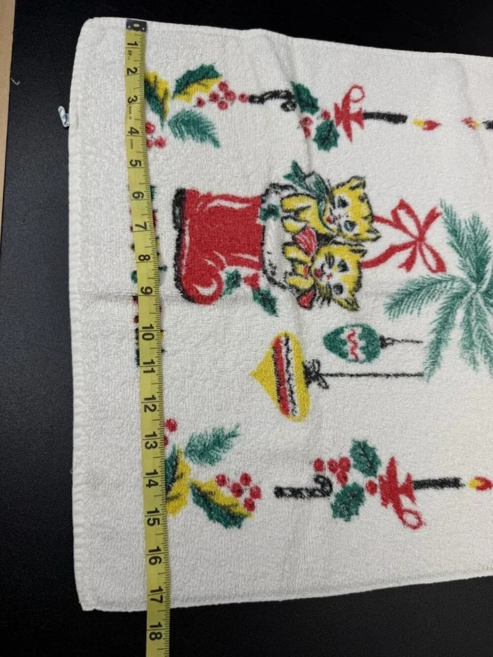 Vintage Retro Cannon Kitchen Towel “Dry’s All” Christmas Cats Kittens In Boot